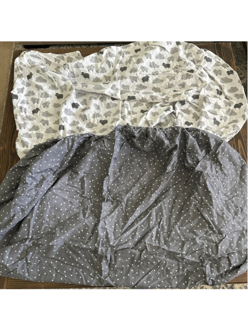 Carter’s Crib Sheets Set of 2 Gray White Sheep Stars 100% Cotton Fitted Baby Bed